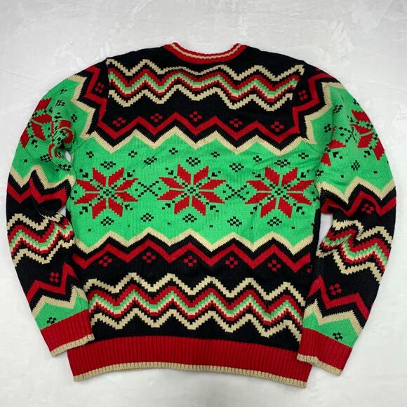 NWT Jollidays Ugly Christmas Sweater Beary Merry Mens Large Tall Santa Hat Bear - Picture 2 of 10